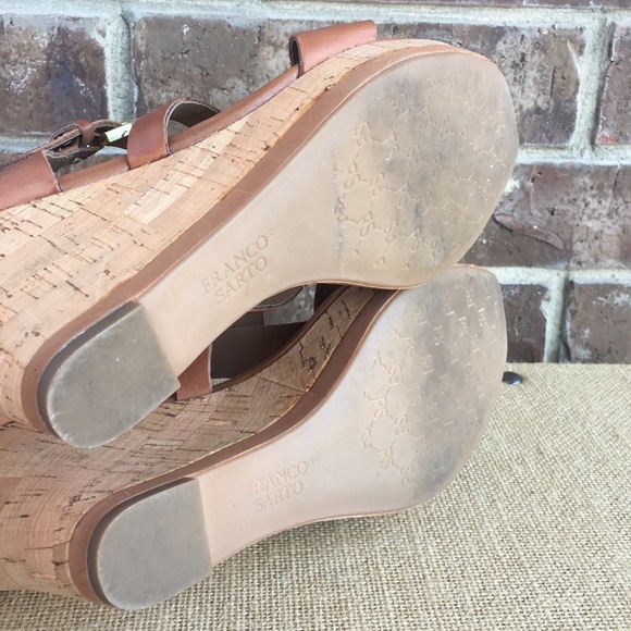 Franco Sarto Leather T-Strap Wedges - Picture 6 of 8